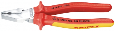 High Leverage Combination Pliers insulated with multi-component grips, VDE-tested chrome plated 