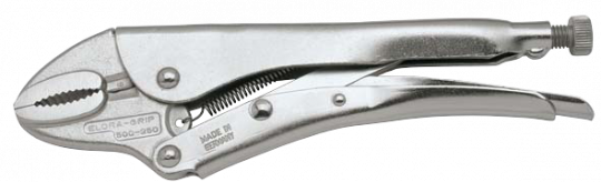 Grip Pliers with wire cutter, curved jaws Code