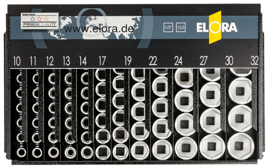 Socket Display Dispenser with 1/2" mm-bi-hexagon Sockets, ELORA-770-LSP2M 0770510012000