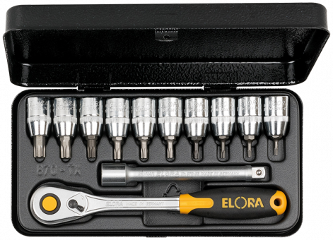 Socket Set 3/8", TORX®, 12-pcs. 9-50 mm, ELORA-870-TXU 0870520102100