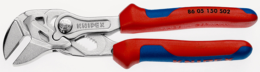 Zangenschlüssel mit aufgerauten Backen mit Mehrkomponenten-Hüllen verchromt  150 mm | Wuppertools Werkzeughandel
